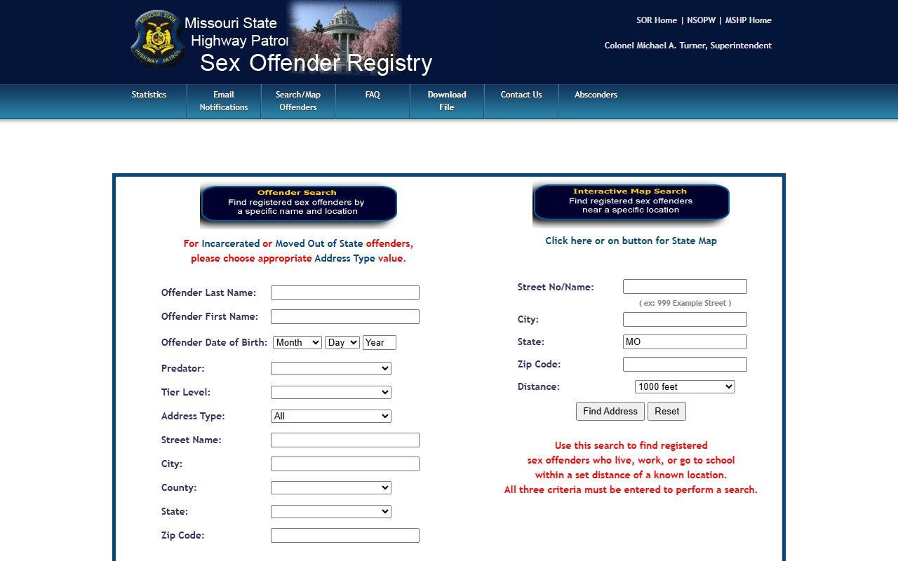 Christian County arrest records MSHP sex offender registry search