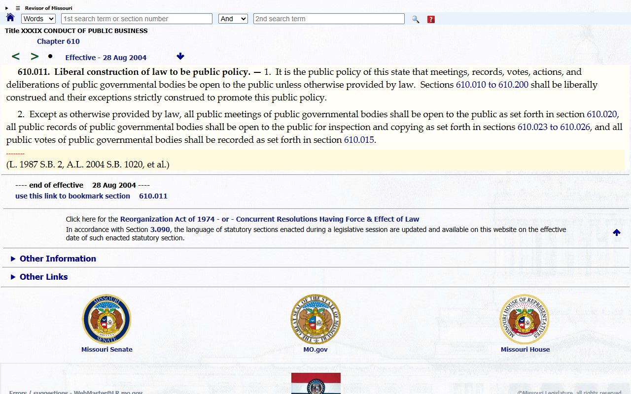 Christian County court records Missouri Sunshine Law public access statute