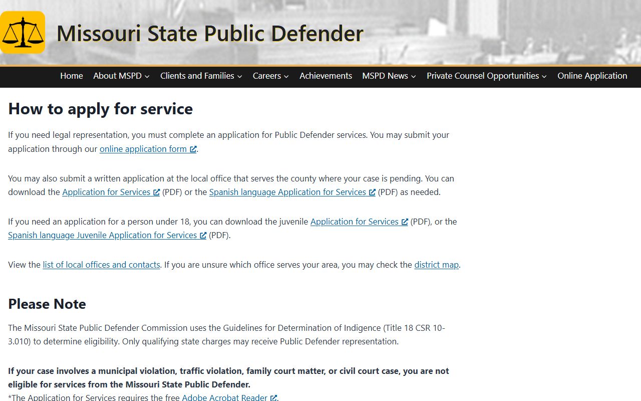 Christian County criminal court records public defender application instructions