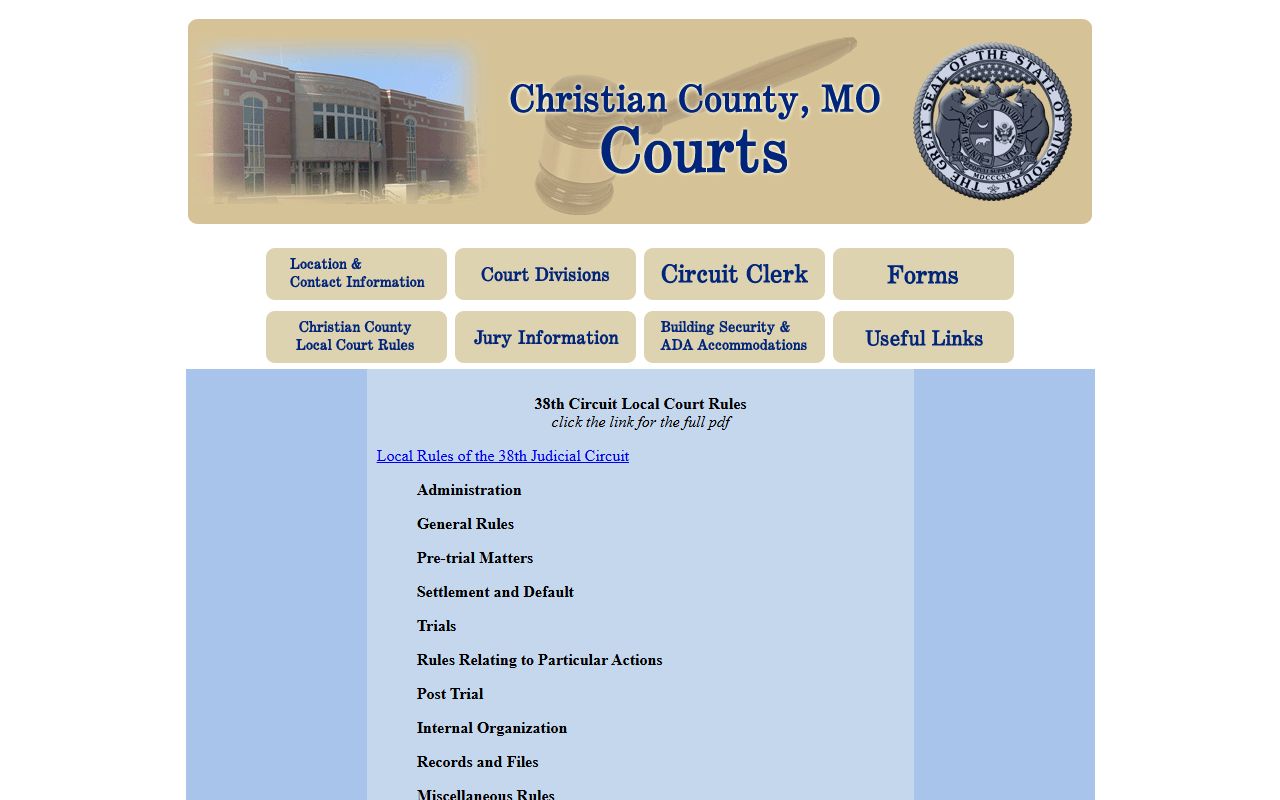 Christian County 38th Judicial Circuit local rules page