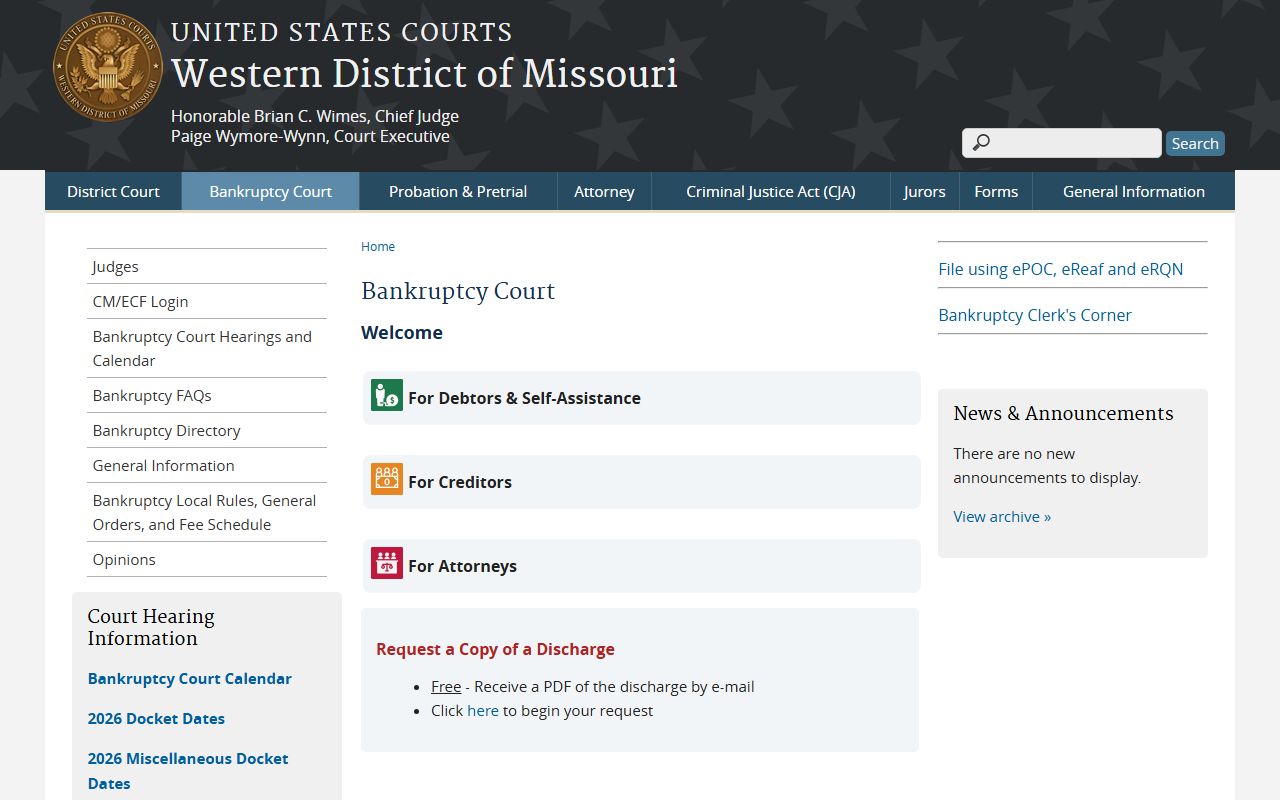 Western District of Missouri bankruptcy court page
